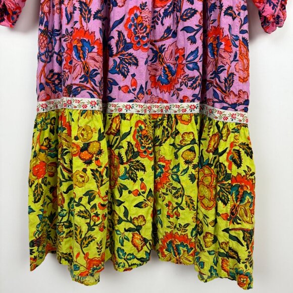 by Anthropologie Mabel Tiered A-line Mini Dress Mixed Floral Prints Small - Picture 5 of 12